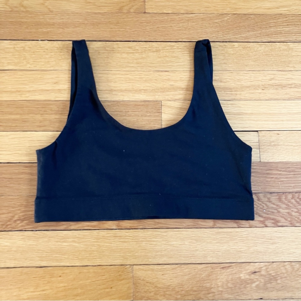 Pact Black Soft Comfy Lounge Organic Cotton Double Scoop Bralette Medium - Picture 2 of 5